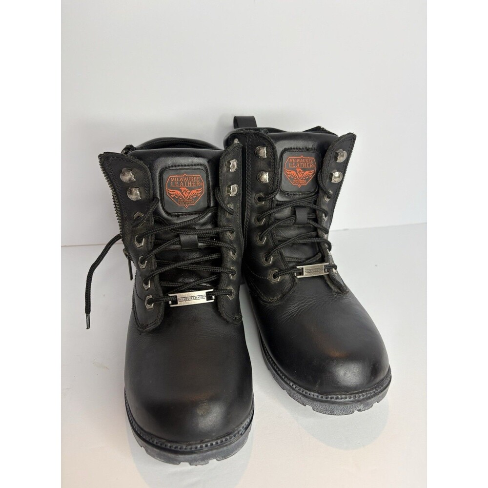 Milwaukee Leather MBL9321 Womens Black Waterproof Lace Up Motorcycle Boots Sz 8